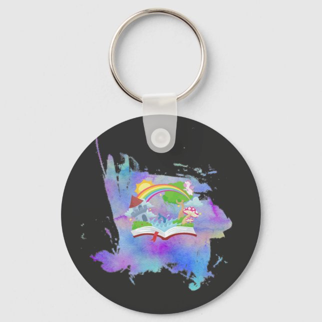 Knappen Watercolor Rainbow Bok Nyckelring (Framsida)