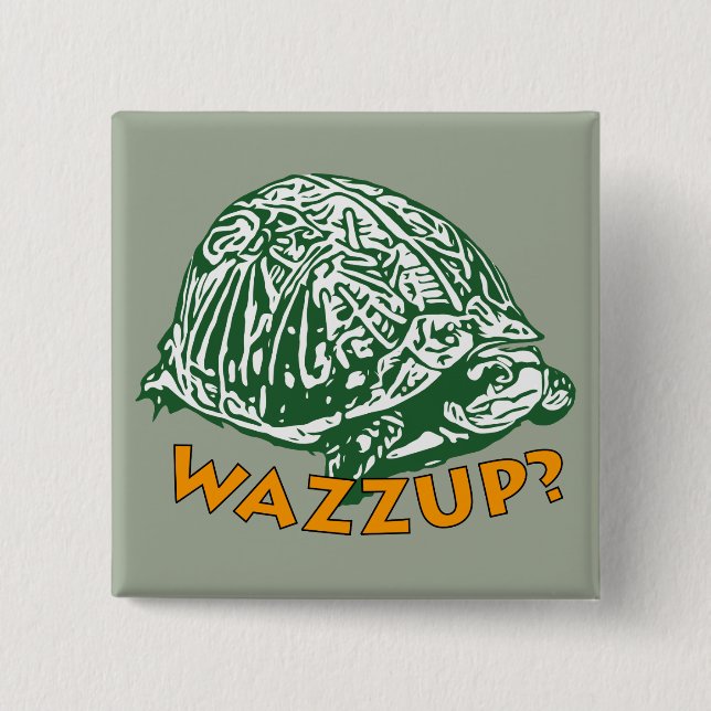 Knappen Wazzup - 2 tum kvadrat Knapp (Framsida)