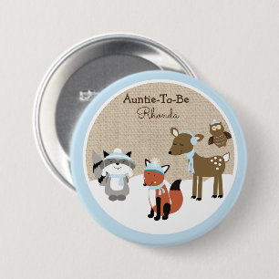 Knappen Winter Woodland Animals Namn bricka Knapp