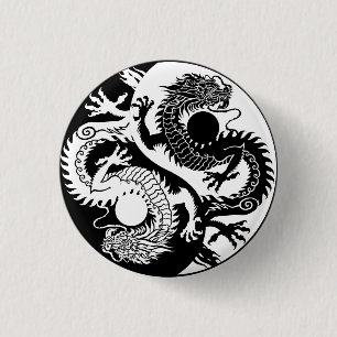 KNAPPEN YIN YANG TVÅ DRAGONS KEYCHAIN KNAPP