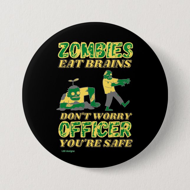 Knappen "ZOMBIES EAT BRAINS.." Knapp (Framsida)