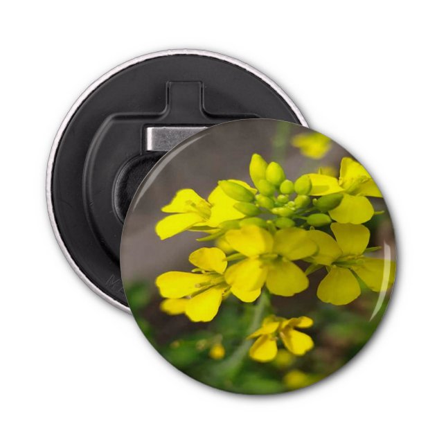 Knappens flasköppnare med Gultens blomdesign (Framsidan)