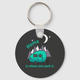 Knappkedja för Teal Blue Teardrop Camper Trailer Nyckelring