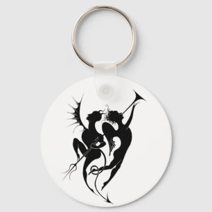 Knappkedjan Angel och Djävulen Silhouette Button Nyckelring