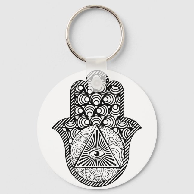 Knappkedjan Evil Öga Protection Hamsa Button Keych Nyckelring (Framsida)