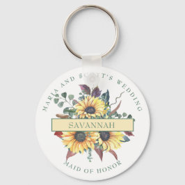 Knappkedjan Rustic Solros Maid of honor Nyckelring