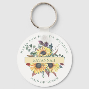 Knappkedjan Rustic Solros Maid of honor Nyckelring