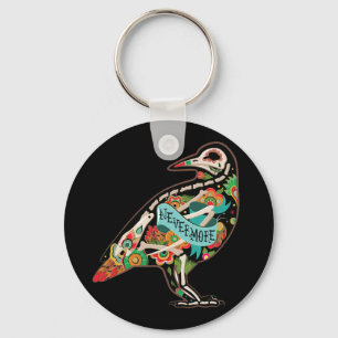 Knappkedjan Sugar Skull Raven Button Keychain Nyckelring