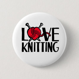 Knappmärke för stickning i kärlek i rött svart vit knapp