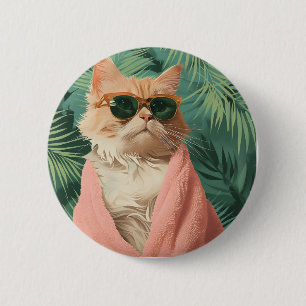 Knappnål för coola Ginger Cat Vacation Vibes Knapp