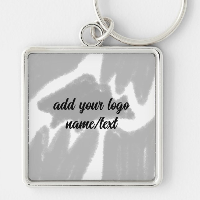 Knappnyckelkedja Fyrkantig Silverfärgad Nyckelring (Framsidan)