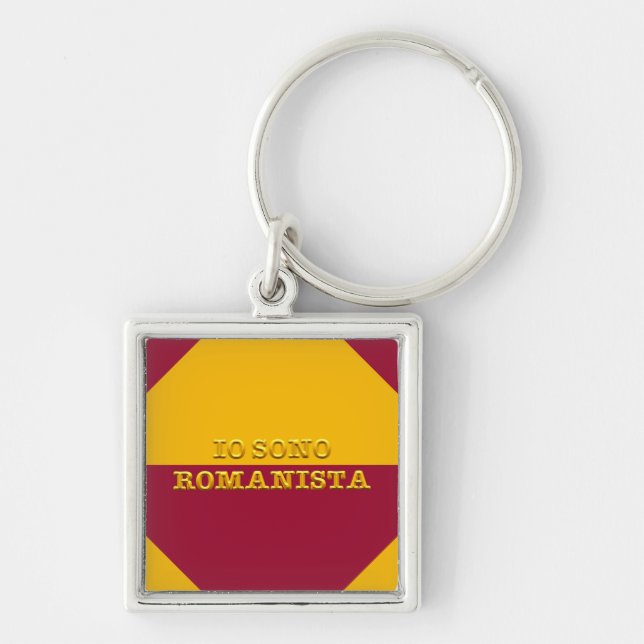 Knappnyckelkedja Fyrkantig Silverfärgad Nyckelring (Framsidan)