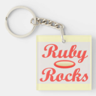 Knappnyckelkedja RUBY STEN RED AND CREAM