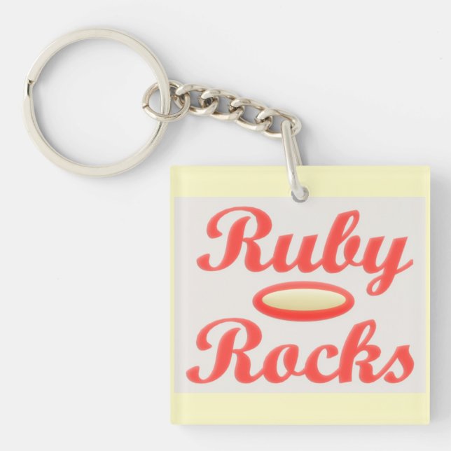 Knappnyckelkedja RUBY STEN RED AND CREAM (Framsidan)