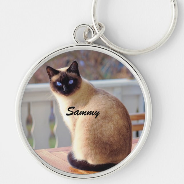 Knappnyckelkedja Rund Silverfärgad Nyckelring (Framsidan)