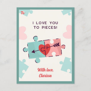 Knapppussel för Valentines day-kort (klassrum) Helg Vykort