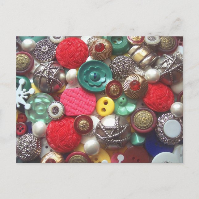 Knappsamling Röd och Grönt Vykort (Framsida)