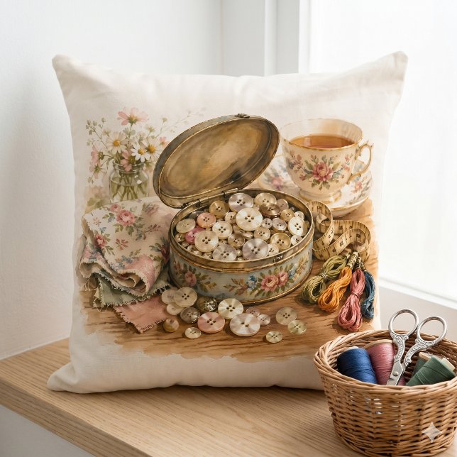 Knappskenan Kudde (The Button Tin Throw Pillow)