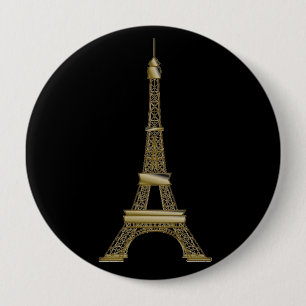 Knappstift för fransk Black & Guld Eiffel Torn Knapp