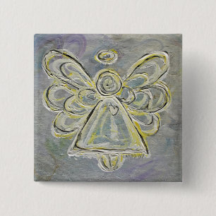 Knappstift för silver White Light Guardian Angel A Knapp