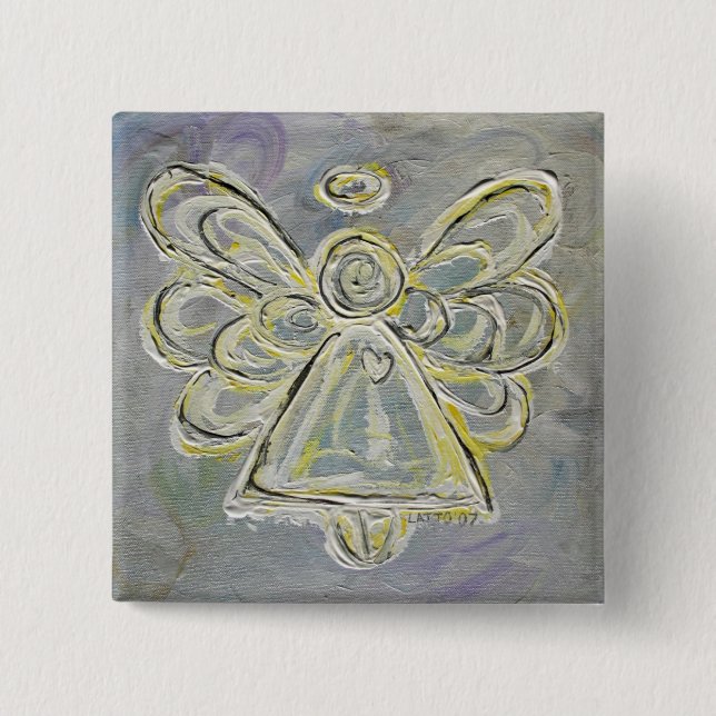 Knappstift för silver White Light Guardian Angel A Knapp (Framsida)