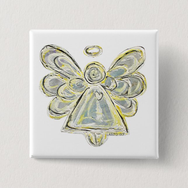 Knappstift för silver White Light Guardian Angel A Knapp (Framsida)