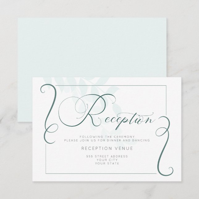 Knappt där Mint Löv Jade-accenter Inbjudningar (Fram/baksida)