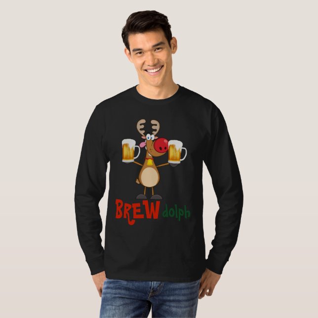 Knappt jul T för BEER Älskare - Hämta LIT Rudolph Tee Shirt (Hel framsida)