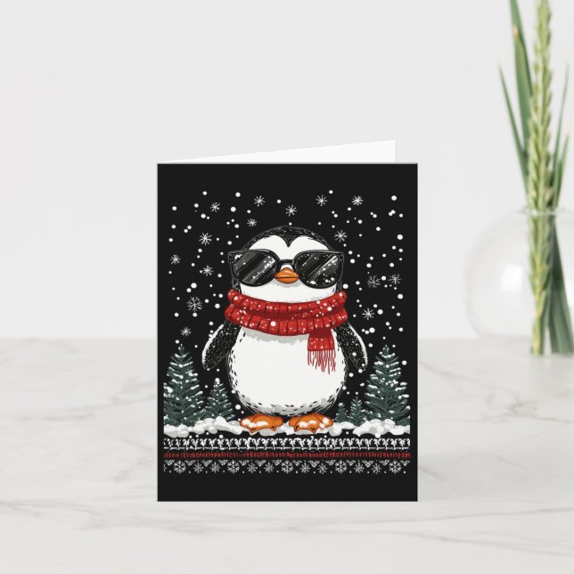 Knappt julpenguin med Sungles Ugly Christma Kort (Framsida)