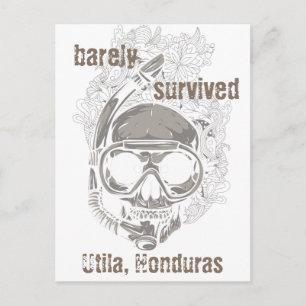 knappt överlevt Utila Honduras Skull-vykort Vykort