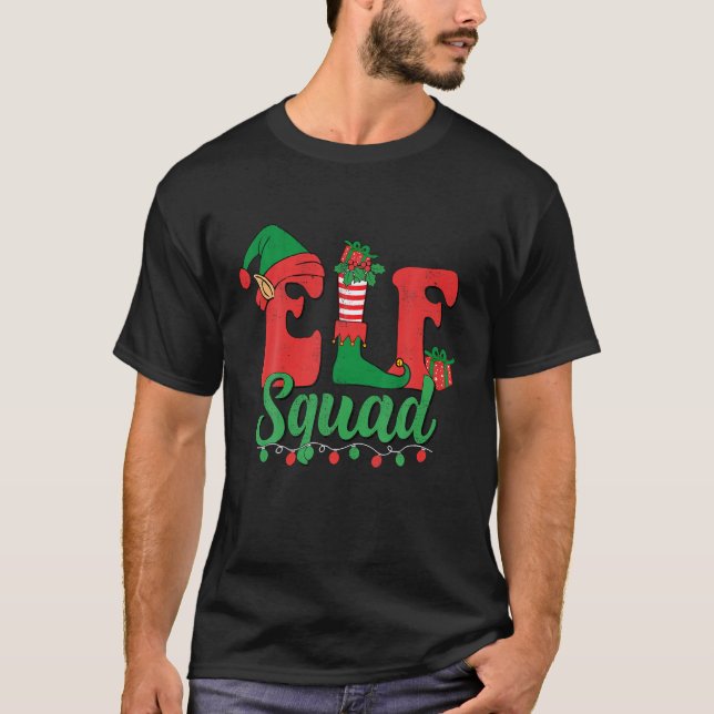 Knappt tomten Elf Squad jul-familjen matchande Pa T Shirt (Framsida)