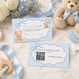 Knappt Väntar Blå Björn Pojke Babyshower Presentli Tilläggskort