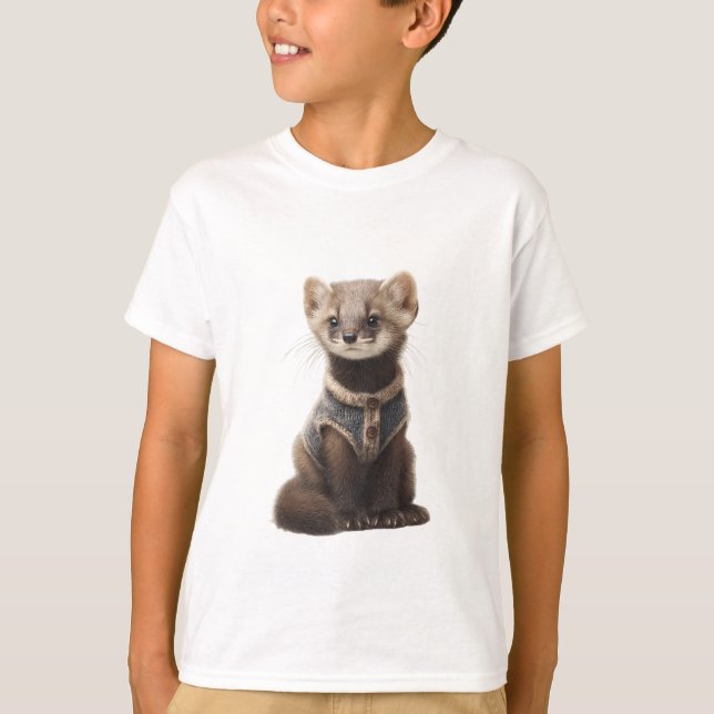 Knappt väst mård barn t shirt (Framsida)