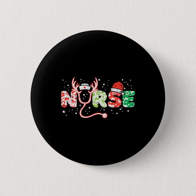 Knäshjul Stethoscope Nurses Julafton SCrub Top Knapp (Framsida)