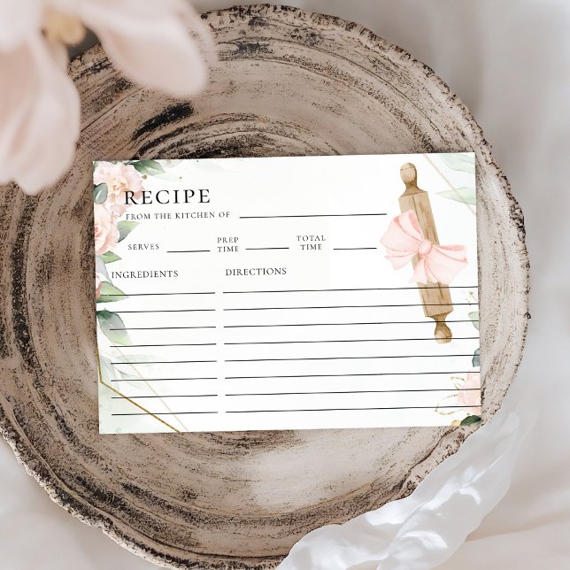 Knead Kärlek Rosa Blommigt Möhippa Recept Card Anteckningskort (Skapare uppladdad)