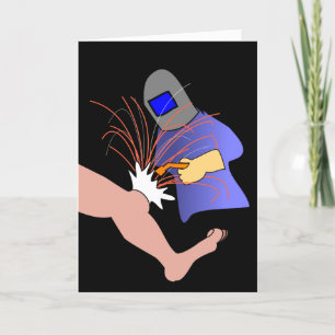 Knee Surgery Get well Humous Card Welder Tecknad Kort