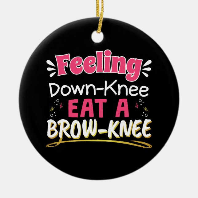 Knee Surgery Positivity Pun - Cute Brownie Julgransprydnad Keramik (Framsidan)