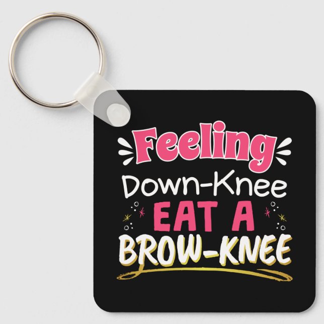 Knee Surgery Positivity Pun - Cute Brownie Nyckelring (Framsida)