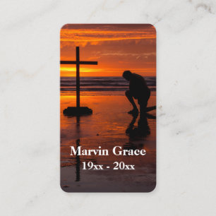 Kneel vid Kor Ocean Sunset Funeral Prayer Card Visitkort