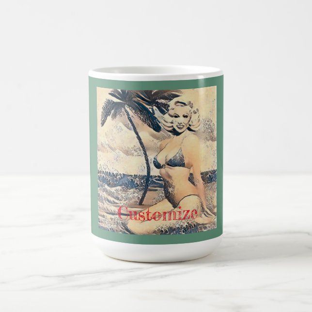 Kneeling Blonde Bikini Model Thunder_Cove Kaffemugg (Center)