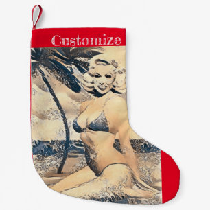 Kneeling Blonde Bikini Model Thunder_Cove Liten Julstrumpa
