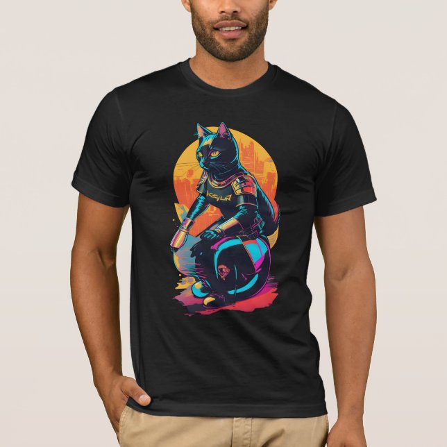 Kneeling Cat Woman Knight T Shirt (Framsida)