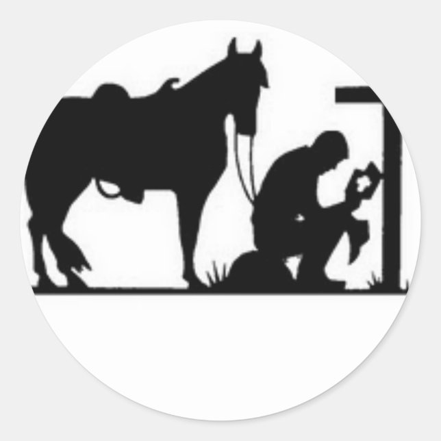 Kneeling Cowboy Runt Klistermärke (Framsida)