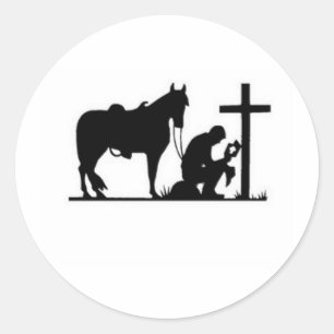 Kneeling Cowboy Runt Klistermärke