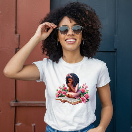 Kneeling i Prayer - Rosa Blommigt - afrikansk amer T Shirt