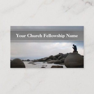 Kneeling Prayer Ocean Sten Sunset Church Pastor Visitkort