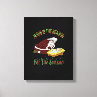 Kneeling Santa med Baby Jesus är Reason T-Shi Canvastryck