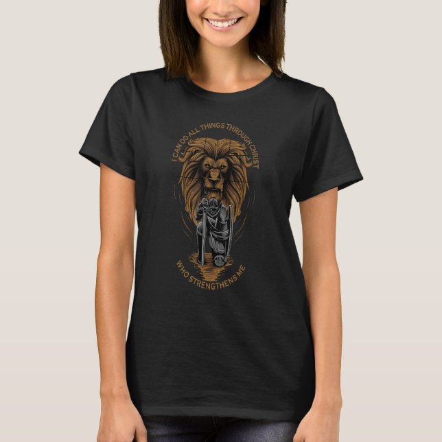 Kneeling Warrior Philippians 413 Christian Verse T Shirt (Framsida)