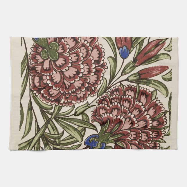 Knejktblomma Kakelplatta Antik Rustik De Morgan Ar Kökshandduk (Horisontell)