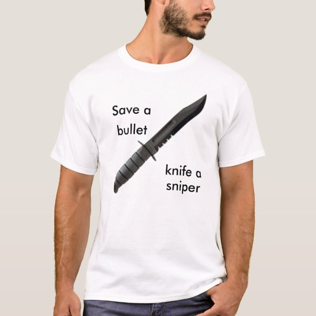knife4 sparar a, kula, baktalar a, prickskytt t-shirt (Framsida)